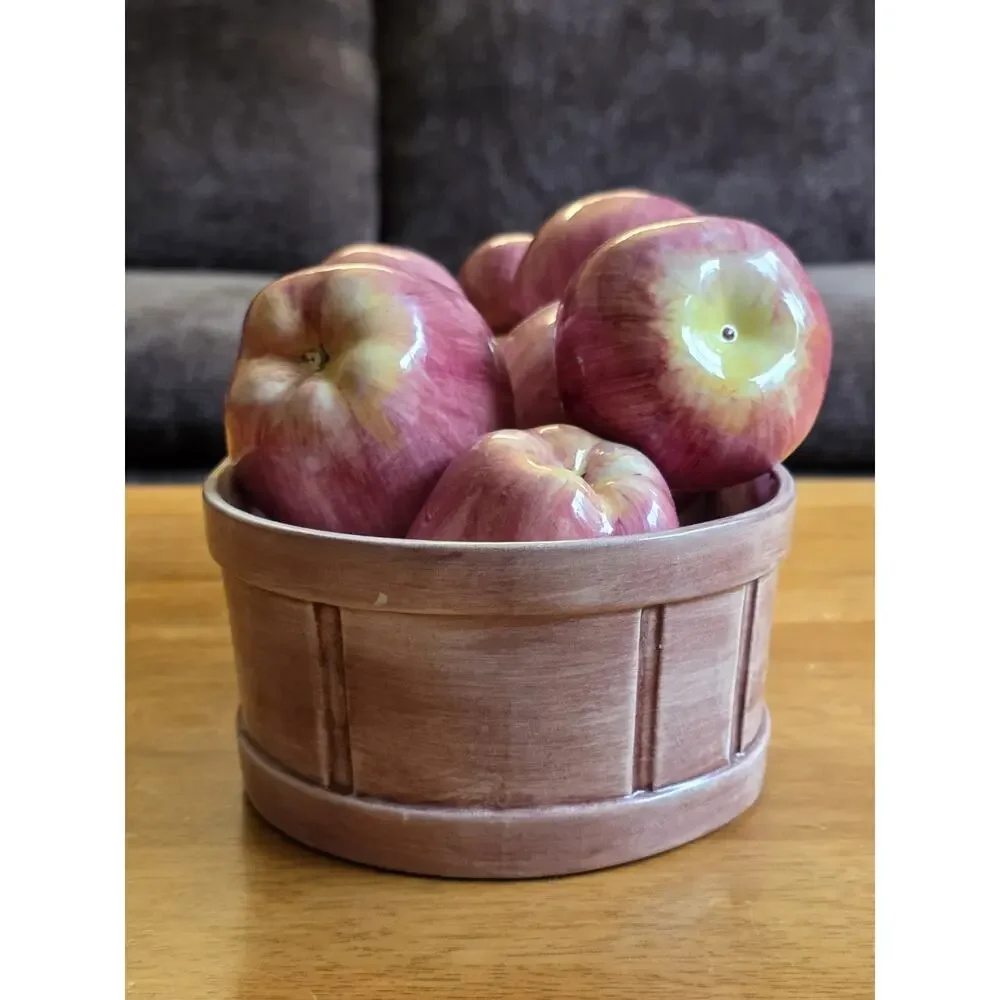 Vintage Italian Ceramic Basket of Apples Made for ETHAN ALLEN in Italy RARE